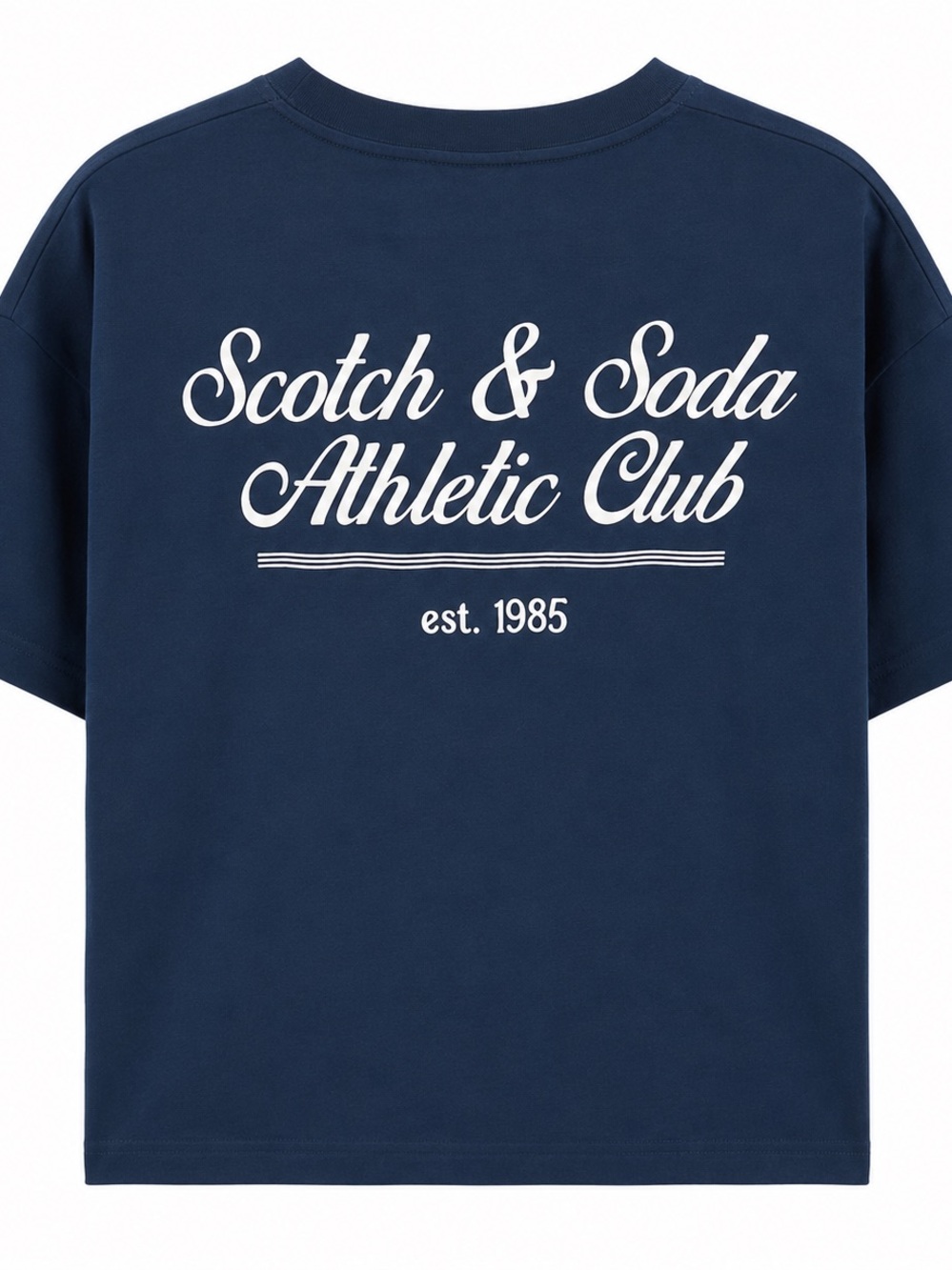 Scotch & Soda Navy Tee with White Crest 100% Cotton~ First photo is back of Tee
